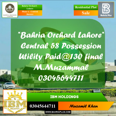 10 Marla Residential Plot for Sale in Phase 1 - Central District -  Bahria Orchard, Lahore - (BP-256470)