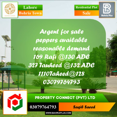 Residential Plot for Sale in Bahria Town, Lahore - (BP-256471)