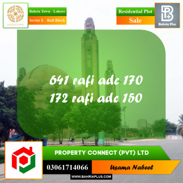 Residential Plot for Sale in Sector E - Rafi Block -  Bahria Town, Lahore - (BP-256482)