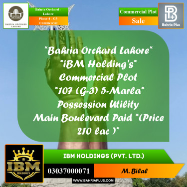 5 Marla Commercial Plot for Sale in Phase 4 - G3 Commercial -  Bahria Orchard, Lahore - (BP-256526)