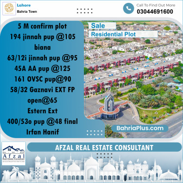 Residential Plot for Sale in Bahria Town, Lahore - (BP-256572)