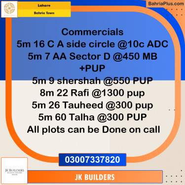 Commercial Plot for Sale in Bahria Town, Lahore - (BP-256579)