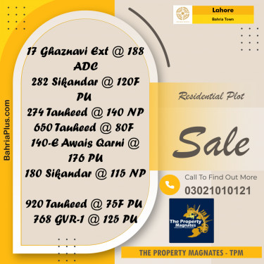 Residential Plot for Sale in Bahria Town, Lahore - (BP-256587)