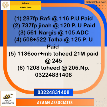 Residential Plot for Sale in Bahria Town, Lahore - (BP-256615)