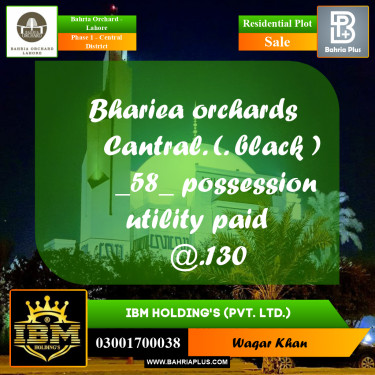 10 Marla Residential Plot for Sale in Phase 1 - Central District -  Bahria Orchard, Lahore - (BP-256631)