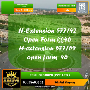 5 Marla Residential Plot for Sale in Phase 2 - H Block -  Bahria Orchard, Lahore - (BP-256698)