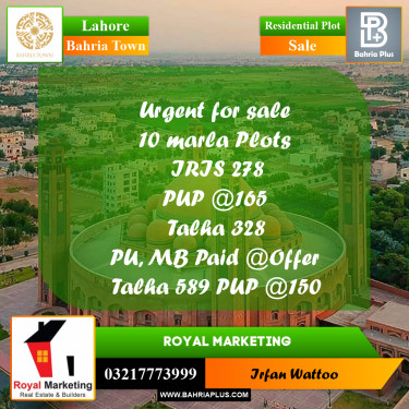 Residential Plot for Sale in Bahria Town, Lahore - (BP-256702)