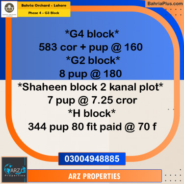 Residential Plot for Sale in Phase 4 - G3 Block -  Bahria Orchard, Lahore - (BP-256724)