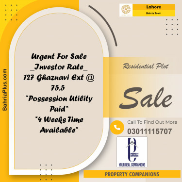 Residential Plot for Sale in Bahria Town, Lahore - (BP-256745)