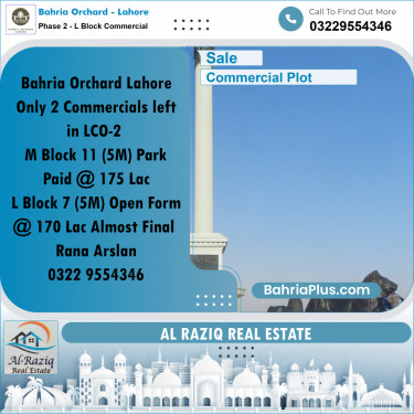5 Marla Commercial Plot for Sale in Phase 2 - L Block Commercial -  Bahria Orchard, Lahore - (BP-256791)