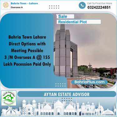 10 Marla Residential Plot for Sale in Overseas A -  Bahria Town, Lahore - (BP-256801)