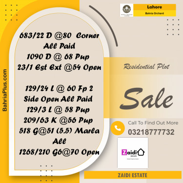 Residential Plot for Sale in Bahria Orchard, Lahore - (BP-256802)