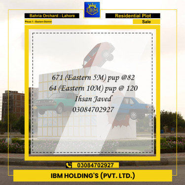 5 Marla Residential Plot for Sale in Phase 1 - Eastern District -  Bahria Orchard, Lahore - (BP-256830)