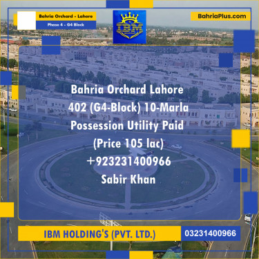 10 Marla Residential Plot for Sale in Phase 4 - G4 Block -  Bahria Orchard, Lahore - (BP-256847)