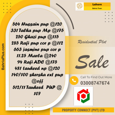 Residential Plot for Sale in Bahria Town, Lahore - (BP-256850)