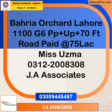 8 Marla Residential Plot for Sale in Phase 4 - G6 Block -  Bahria Orchard, Lahore - (BP-256875)