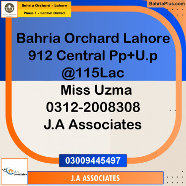 8 Marla Residential Plot for Sale in Phase 1 - Central District -  Bahria Orchard, Lahore - (BP-256877)