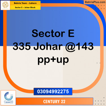 10 Marla Residential Plot for Sale in Sector E - Johar Block -  Bahria Town, Lahore - (BP-256912)