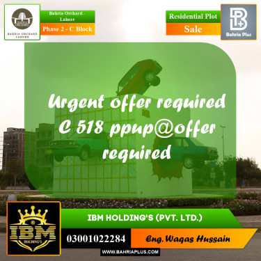 8 Marla Residential Plot for Sale in Phase 2 - C Block -  Bahria Orchard, Lahore - (BP-256916)