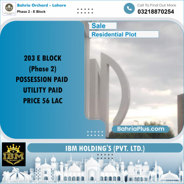5 Marla Residential Plot for Sale in Phase 2 - E Block -  Bahria Orchard, Lahore - (BP-256922)