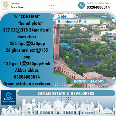 Residential Plot for Sale in Bahria Town, Lahore - (BP-256939)