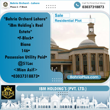 5 Marla Residential Plot for Sale in Phase 2 - F Block -  Bahria Orchard, Lahore - (BP-257033)