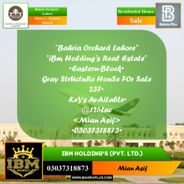 5.75 Sq. Ft. Residential House for Sale in Phase 1 - Eastern District -  Bahria Orchard, Lahore - (BP-257034)
