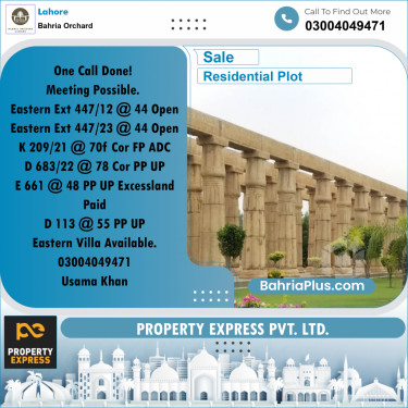 Residential Plot for Sale in Bahria Orchard, Lahore - (BP-257051)