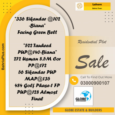 Residential Plot for Sale in Bahria Town, Lahore - (BP-257055)