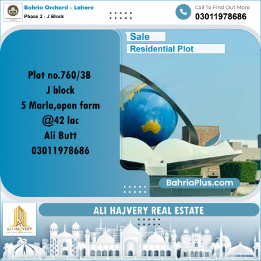 5 Marla Residential Plot for Sale in Phase 2 - J Block -  Bahria Orchard, Lahore - (BP-257078)