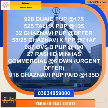 Residential Plot for Sale in Bahria Town, Lahore - (BP-257096)