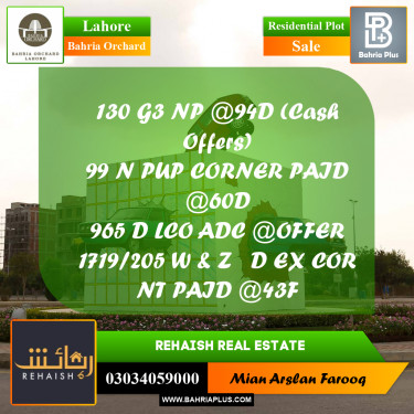Residential Plot for Sale in Bahria Orchard, Lahore - (BP-257110)