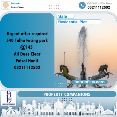 Residential Plot for Sale in Bahria Town, Lahore - (BP-257163)