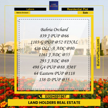 Residential Plot for Sale in Bahria Orchard, Lahore - (BP-257202)