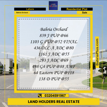 Residential Plot for Sale in Bahria Orchard, Lahore - (BP-257203)