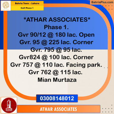 10 Marla Residential Plot for Sale in Golf Phase 1 -  Bahria Town, Lahore - (BP-257211)