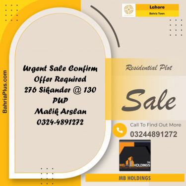 Residential Plot for Sale in Bahria Town, Lahore - (BP-257228)