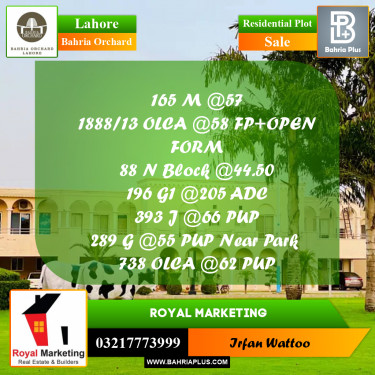 Residential Plot for Sale in Bahria Orchard, Lahore - (BP-257255)