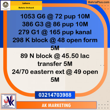 Residential Plot for Sale in Bahria Orchard, Lahore - (BP-257261)