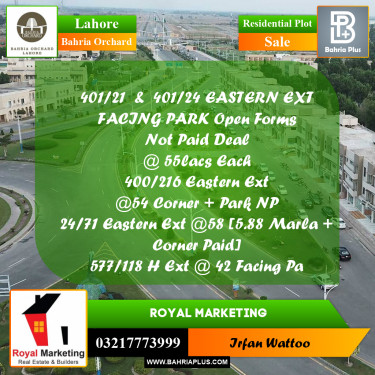 Residential Plot for Sale in Bahria Orchard, Lahore - (BP-257264)
