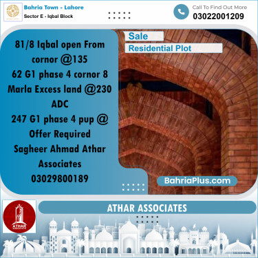 10 Marla Residential Plot for Sale in Sector E - Iqbal Block -  Bahria Town, Lahore - (BP-257339)