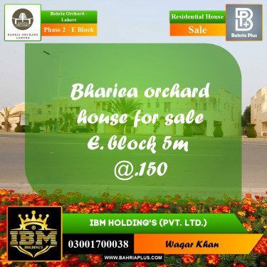 5 Marla Residential House for Sale in Phase 2 - E Block -  Bahria Orchard, Lahore - (BP-257350)