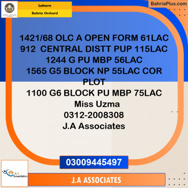 Residential Plot for Sale in Bahria Orchard, Lahore - (BP-257357)