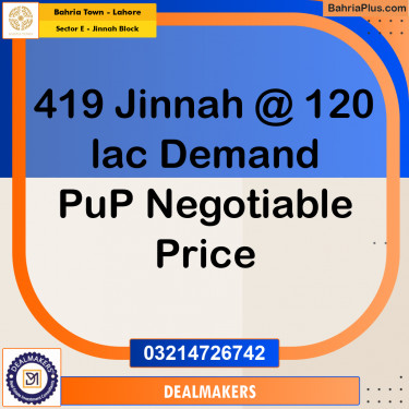 5 Marla Residential Plot for Sale in Sector E - Jinnah Block -  Bahria Town, Lahore - (BP-257382)