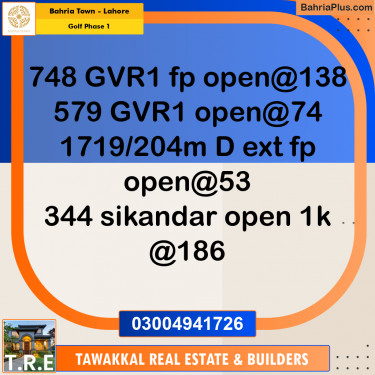 10 Marla Residential Plot for Sale in Golf Phase 1 -  Bahria Town, Lahore - (BP-257392)