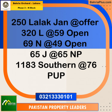 5 Marla Residential Plot for Sale in Phase 2 - N Block -  Bahria Orchard, Lahore - (BP-257421)
