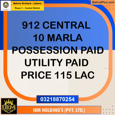 10 Marla Residential Plot for Sale in Phase 1 - Central District -  Bahria Orchard, Lahore - (BP-257446)