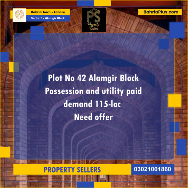 10 Marla Residential Plot for Sale in Sector F - Alamgir Block -  Bahria Town, Lahore - (BP-257539)