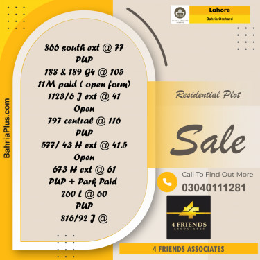 5 Marla Residential Plot for Sale in Bahria Orchard, Lahore - (BP-257569)