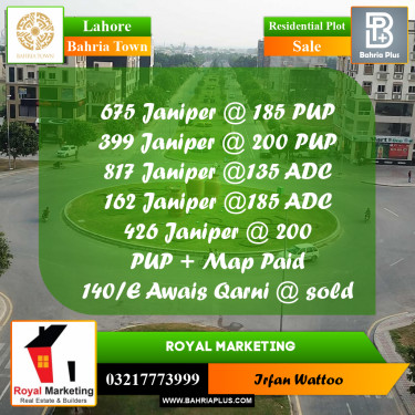 Residential Plot for Sale in Bahria Town, Lahore - (BP-257570)